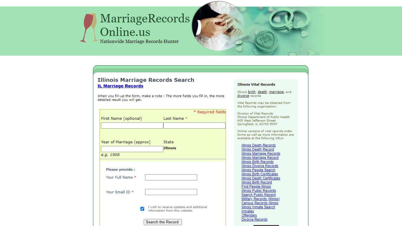 Illinois Marriage Records Search, Illinois State Marriage Records