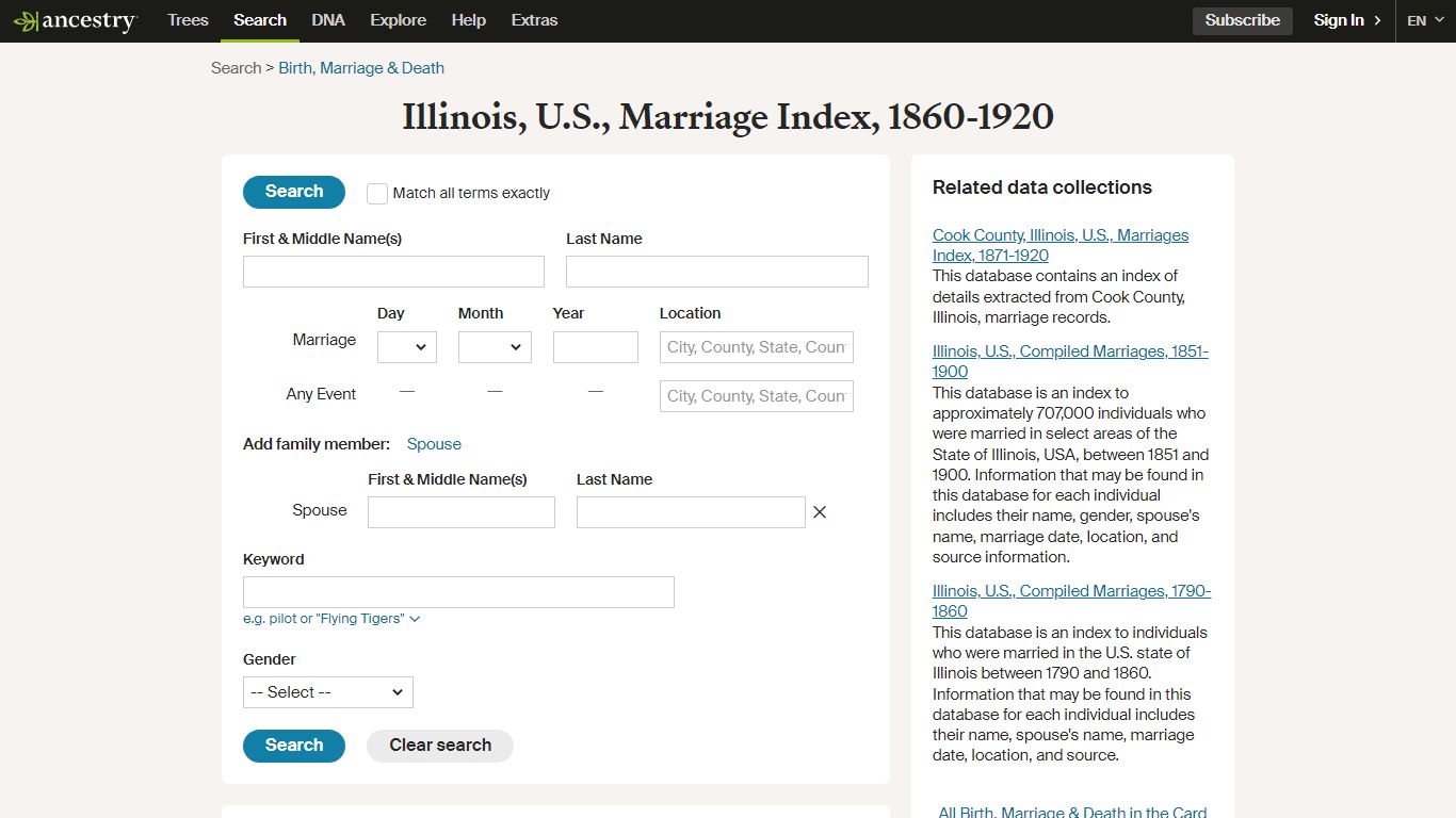 Illinois, U.S., Marriage Index, 1860-1920 - Ancestry.com